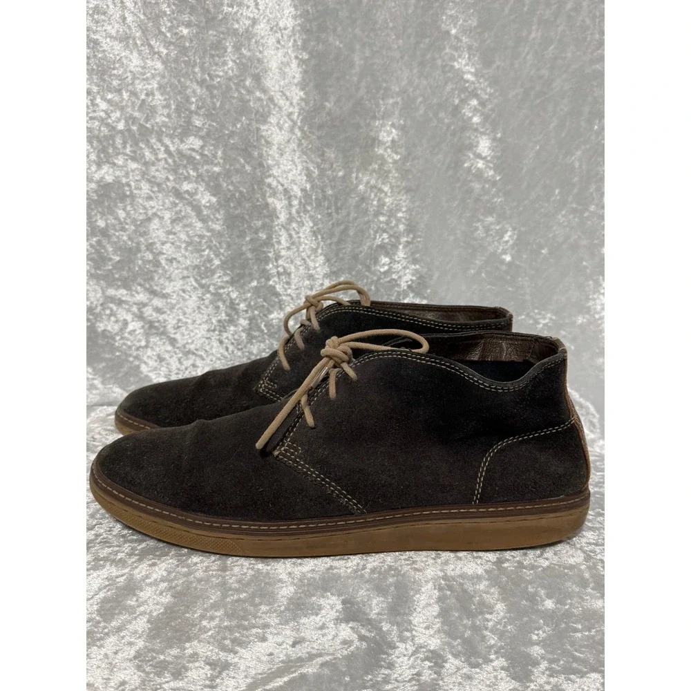 Johnston & Murphy Brown Suede Chukka Desert Boots Lace Up Rubber Sole 10.5M
